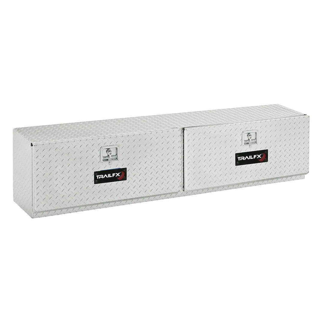 170901 – TRAILFX Tool Box, Top Mount 2 Door Diamond Tread Bright Polished 16 Gauge Aluminum 90 Inch Length x 13-1/4 I...